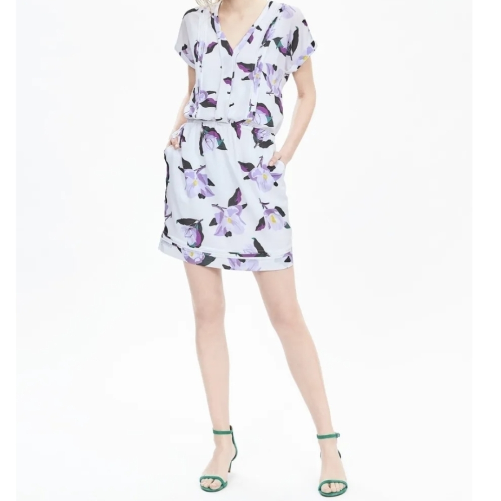 Banana Republic Floral Cap-Sleeve Pocket Dress